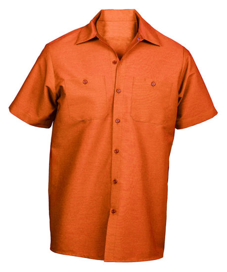Picture of Orange (DISCONTINUED COLOR) Wrinkle-Resistant Cotton Work Shirt- Short Sleeve