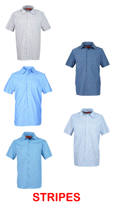 Striped Short Sleeve Industrial Work Shirts for Men | Buy Quality ...