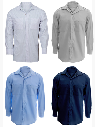 New WearGuard Men's Industrial Stripe Work Uniform Shirts Charcoal White 36FSS